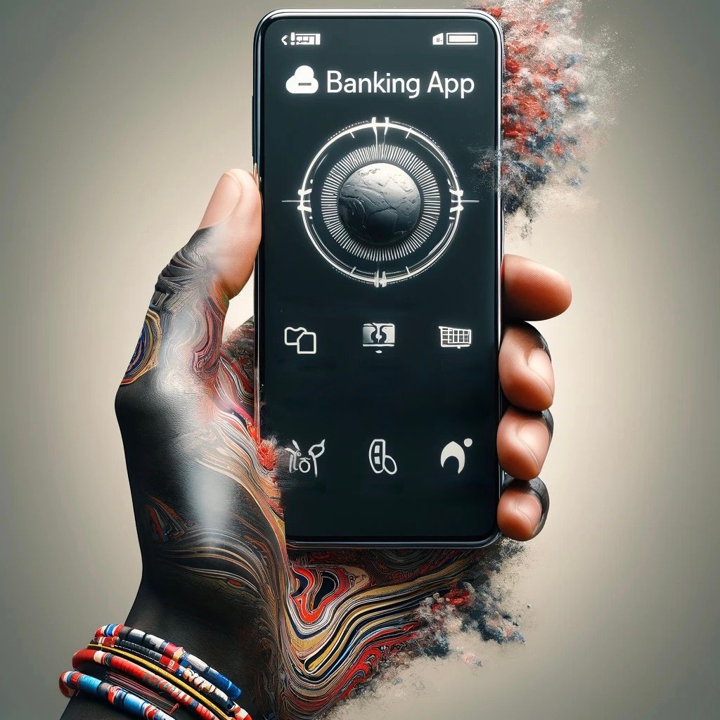A mobile phone with a banking app in Kenya 