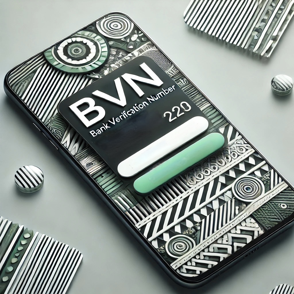 Illustrating a mobile phone while checking BVN for UBA.