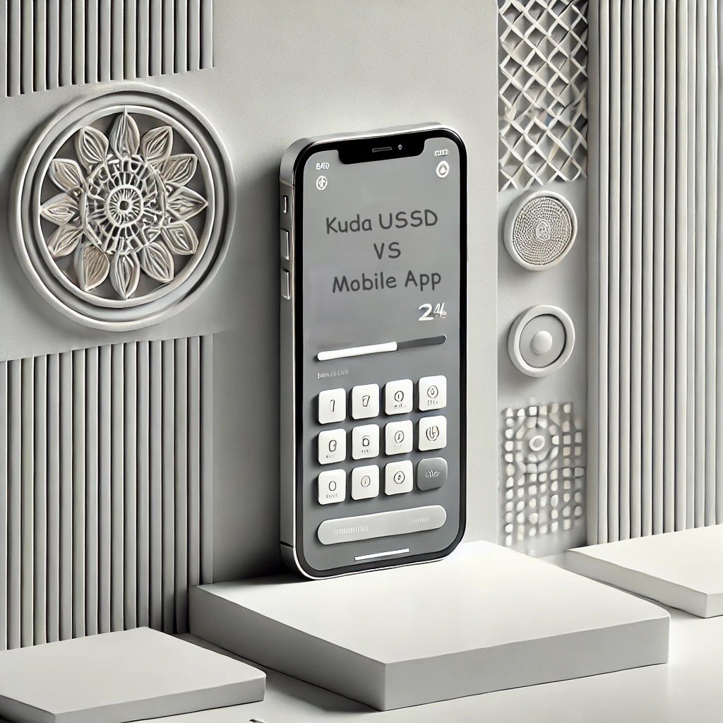 Mobile phone illustrating the mobile banking of Kuda Bank instead of using USSD Codes in 2024.